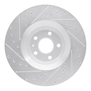 Audi TT Quattro Brake Rotor (1) - Front Right - R1 Concepts - Drilled & Slotted - Silver - `08-`11